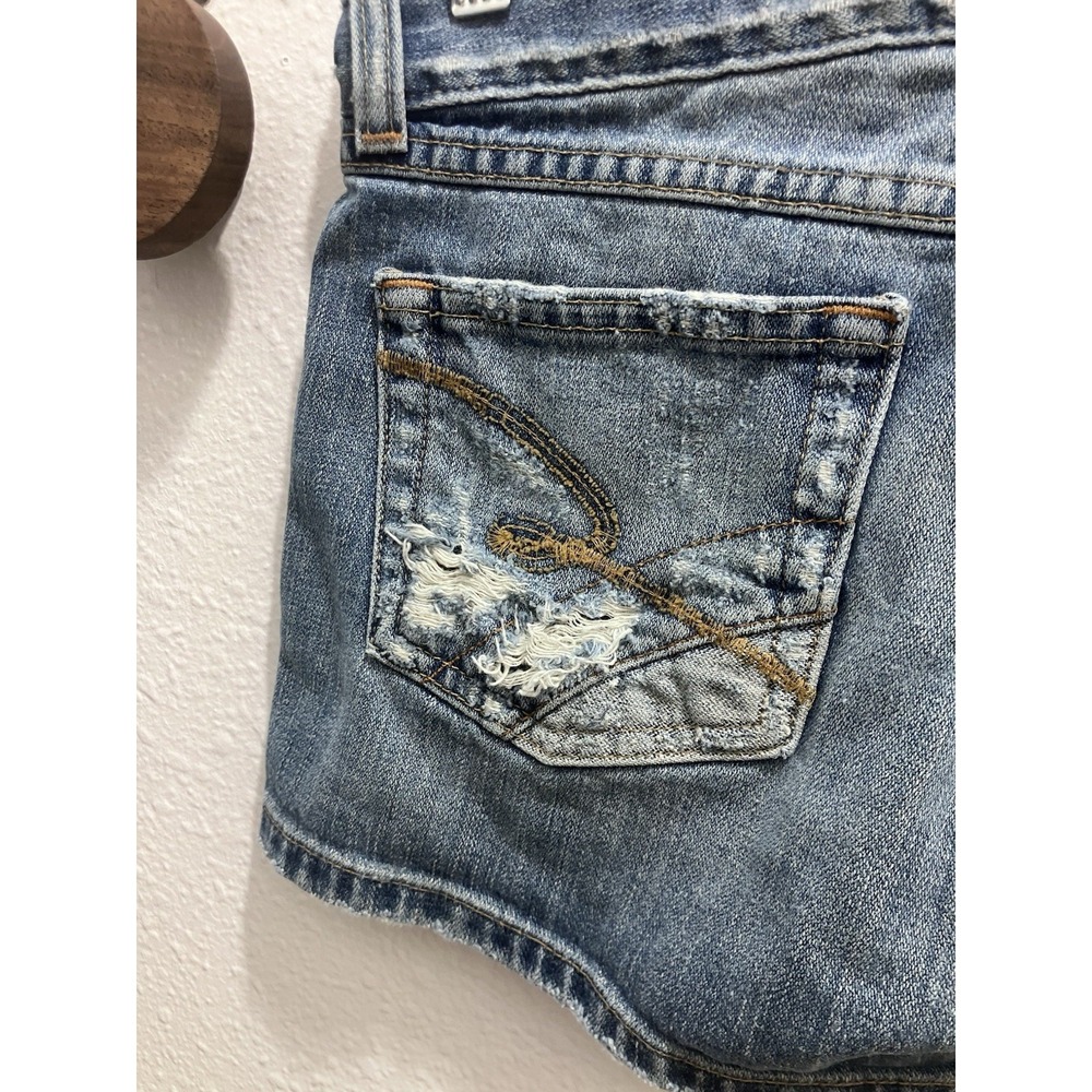 BKE Denim Cut Off Shorts 27/6 Blue Cotton Low Rise 2.5 in Inseam 5-Pocket - Picture 7 of 10